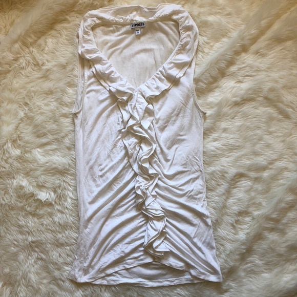 Express Ruched Ruffle Tank - Picture 2 of 4